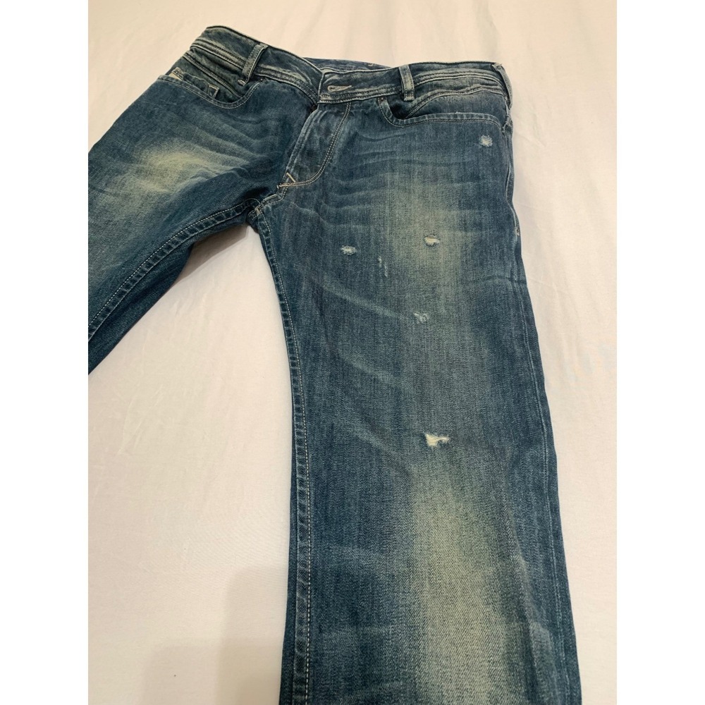Diesel‎ Poiak Regular Slim Tapered Distressed Blue Denim Jeans Mens 33x34